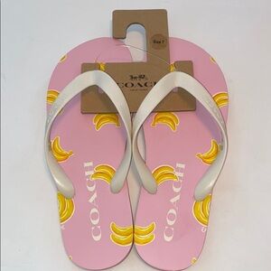 Coach Banana Print Zak Flip Flops New